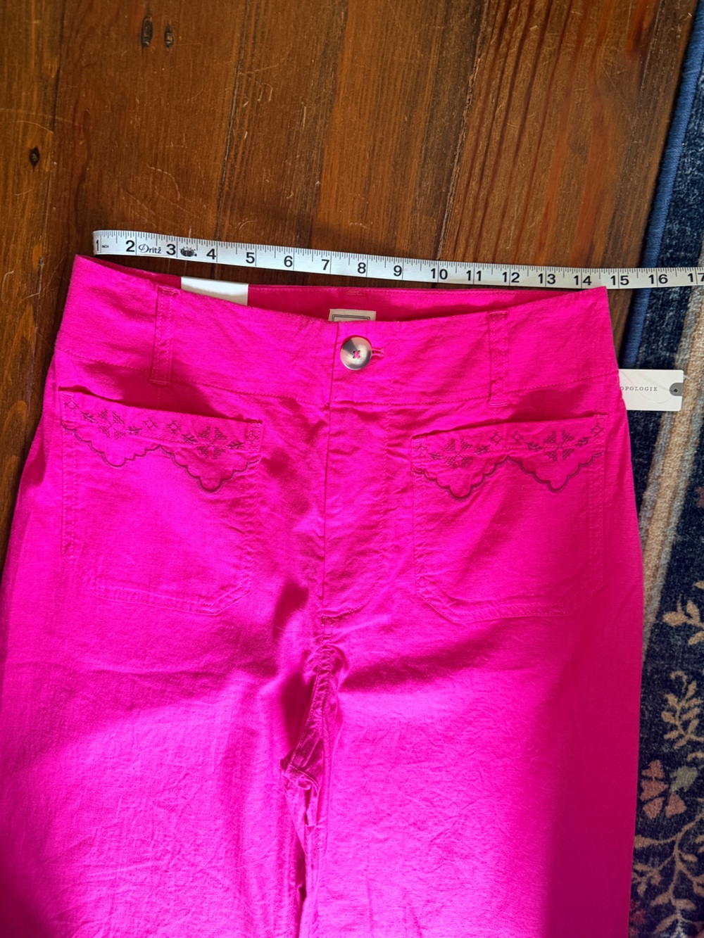 NWT Anthropologie Maeve Colette High Rise Wide Leg Linen Embroidered Pants - Picture 5 of 15
